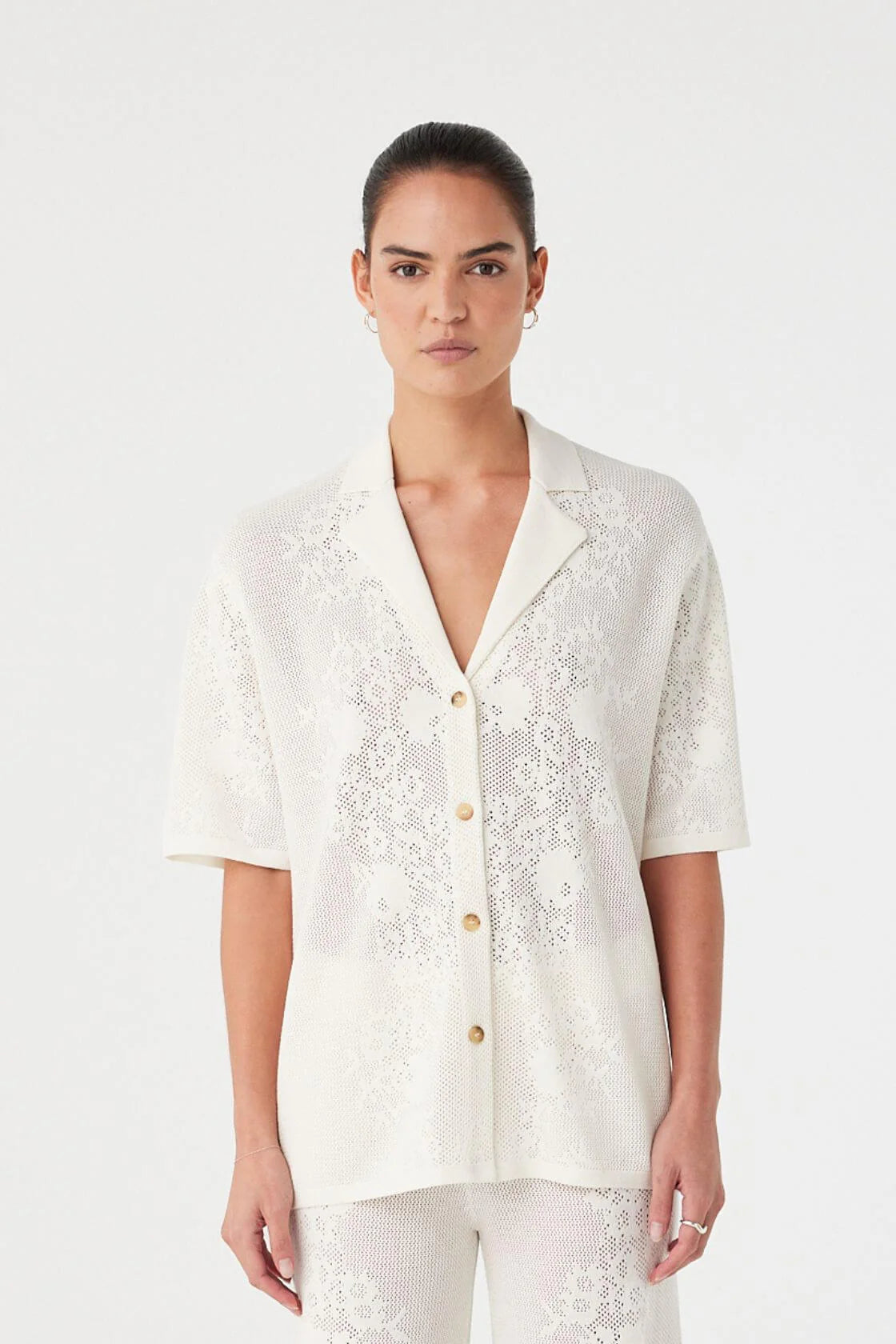 Aster Crochet Shirt - Cream | Arcaa
