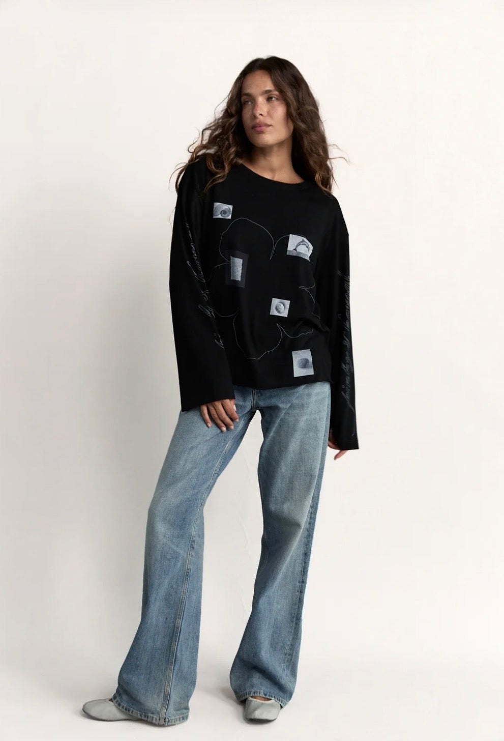 Field Notes Long Sleeve Top - Black | Pinky & Kamal