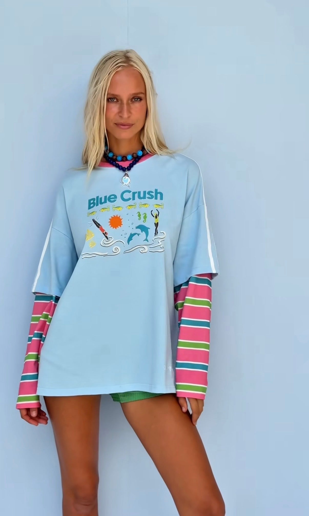 Adults Blue Crush Layered Long Sleeve in Blue/Green - Pre order