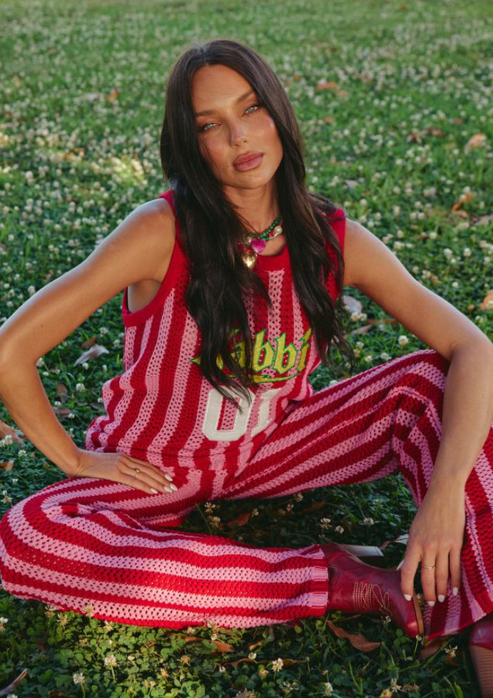 The Knit Stipe Beach Pant - Red Stripe | Sabbi