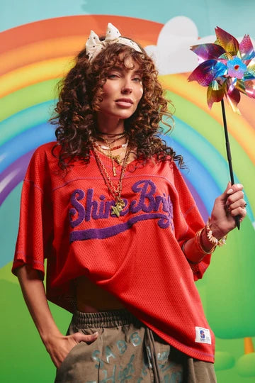 The Shine Bright Mesh Tee - Red | Sabbi
