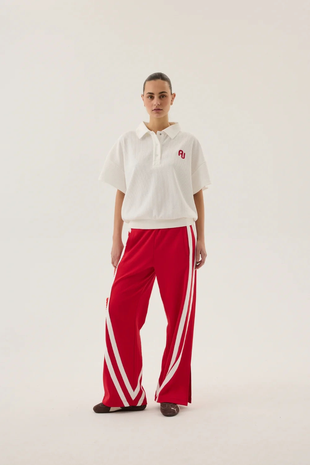 AJ Waffle Short Sleeve Sweatshirt Snow | Araminta James