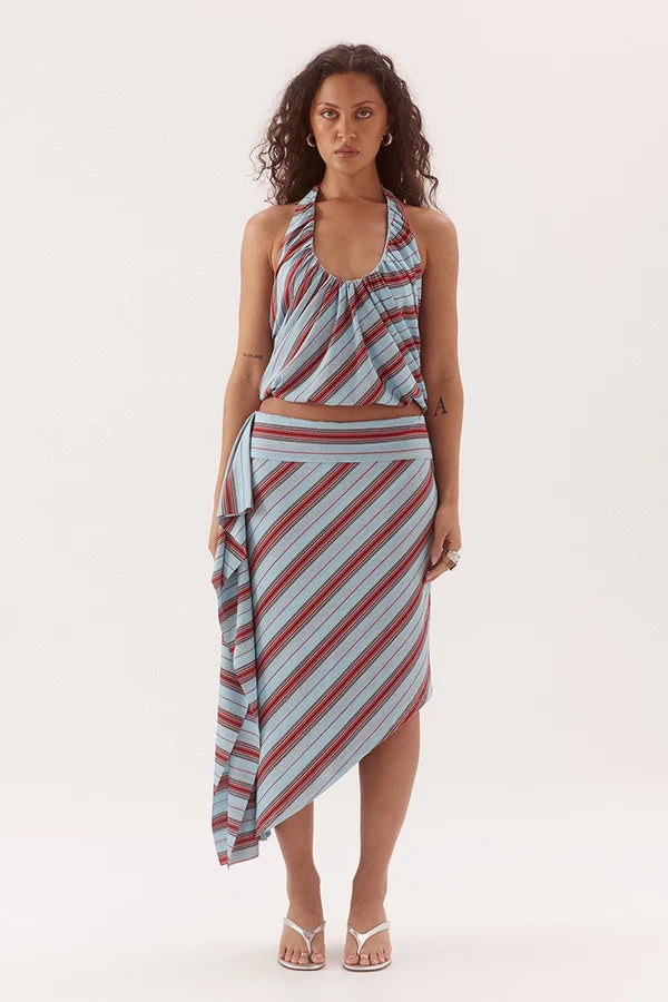 Zumi Stripe Skirt - Blue | Sovere