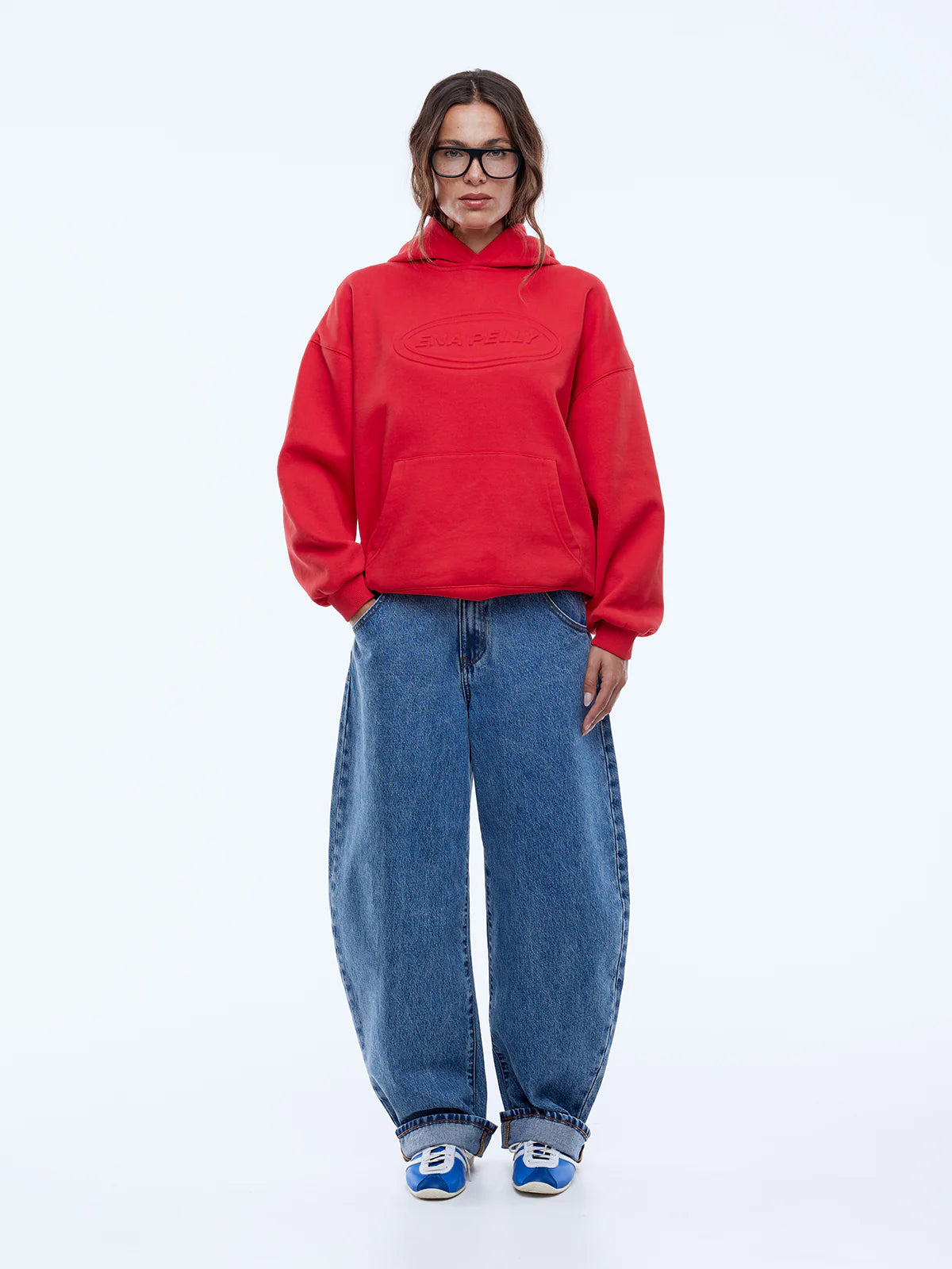 Washed Debossed Hoodie - Washed Red