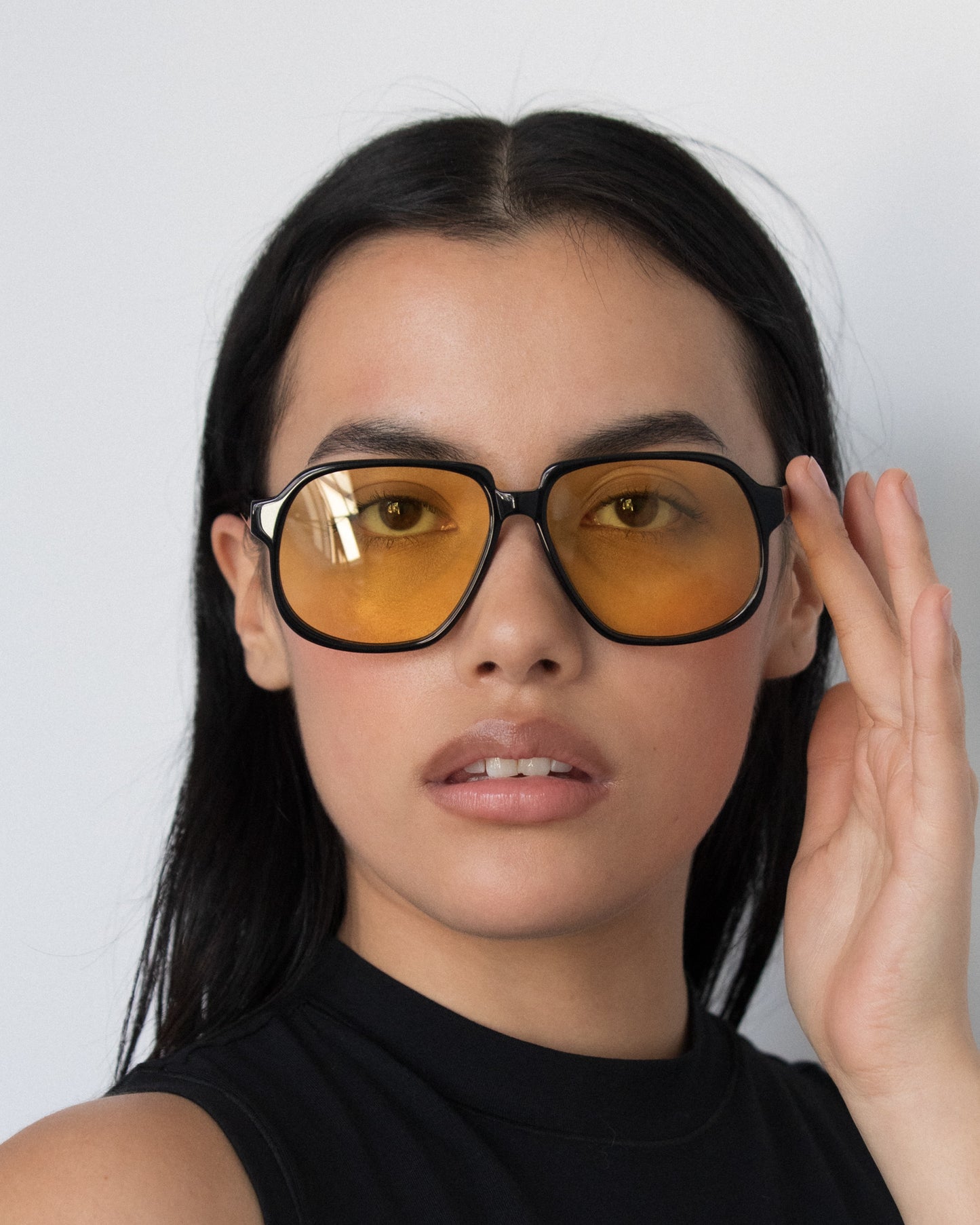 Delphine Sunglasses Black & Lemon| Lu Goldie