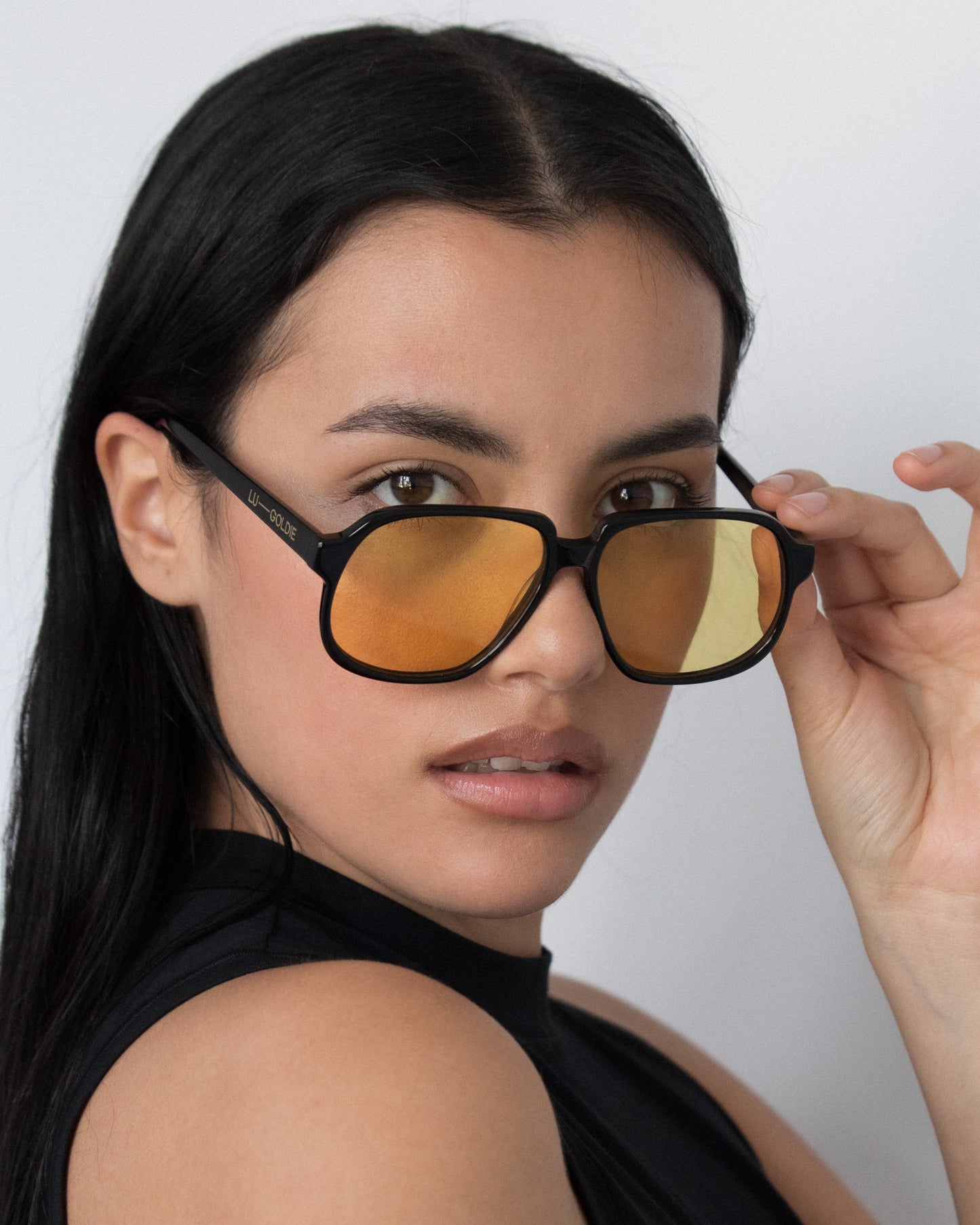 Delphine Sunglasses Black & Lemon| Lu Goldie