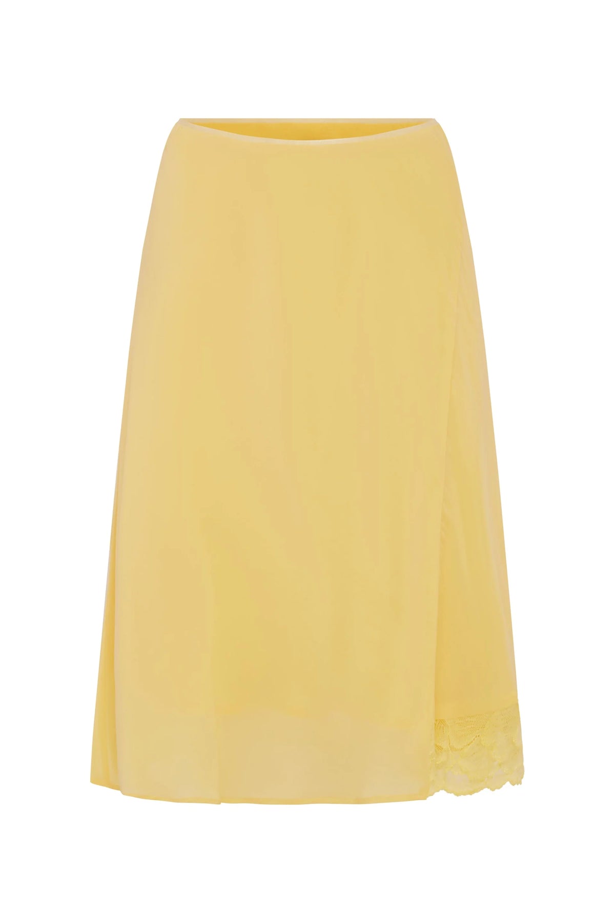 Tessa Silk Midi Skirt - Lemon | ROWIE