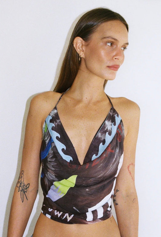 Byron Cowl Top - Brown | Lottie Hall