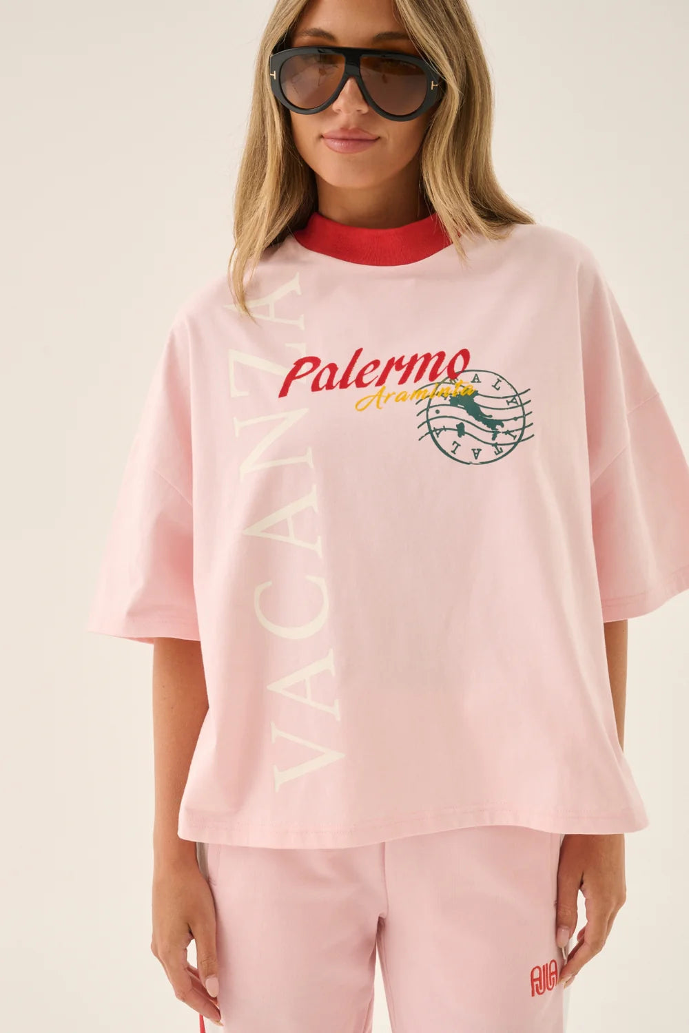 Vacanza Short Sleeve Tee - Ballet Pink | Araminta James