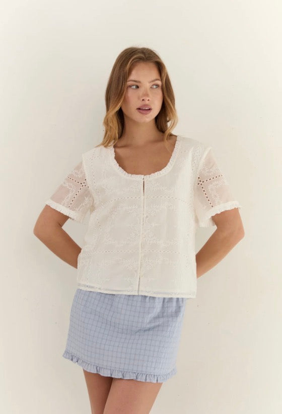 Alenka Lace Blouse - Blanc | Juni