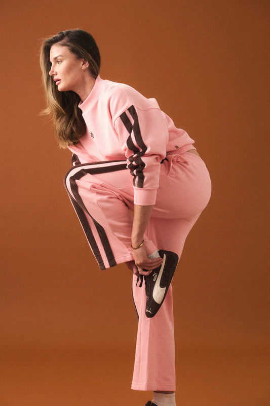 AJ Logo Stripe Trackpant Rose Quartz | Araminta James