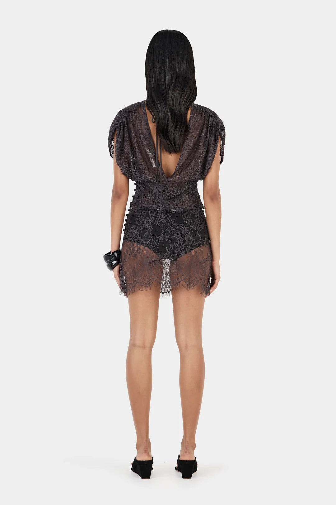 Ruby Lace Top Charcoal | Hansen & Gretel