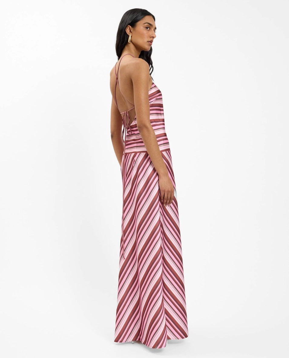 Halter Maxi Dress Magenta Stripe | With Harper Lu