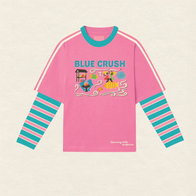 Adults Blue Crush Layered Long Sleeve in Pink/Blue | Spicy Dugong