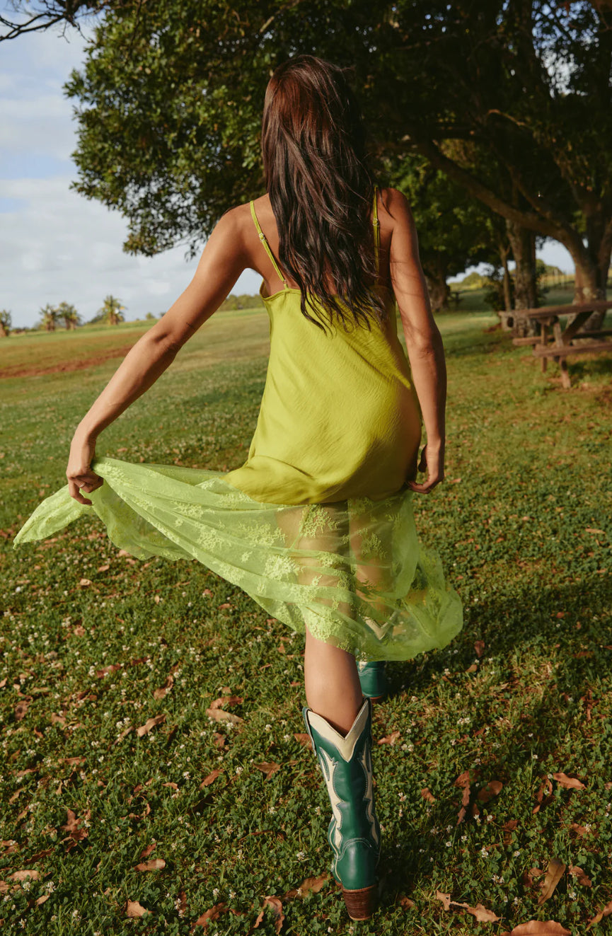 The Lace Maxi Dress - Chartreuse
