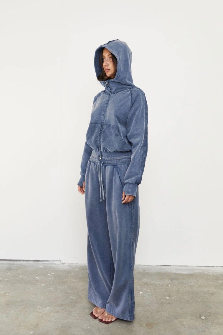 Zip Up Acid Wash Hoodie - Sky | Pinky & Kamal