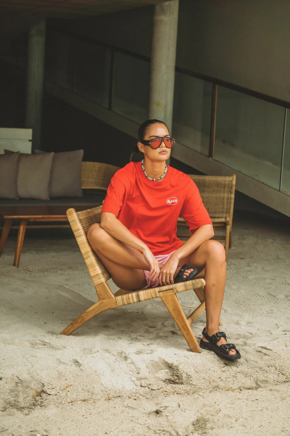 Chillin Oversized Tee Poppy Red | Araminta James