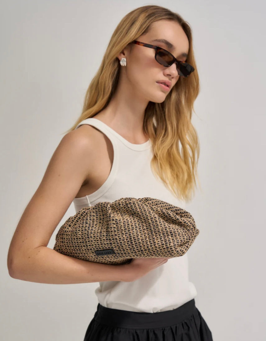 Rhi Clutch - Raffia Stripe | Brie Leon