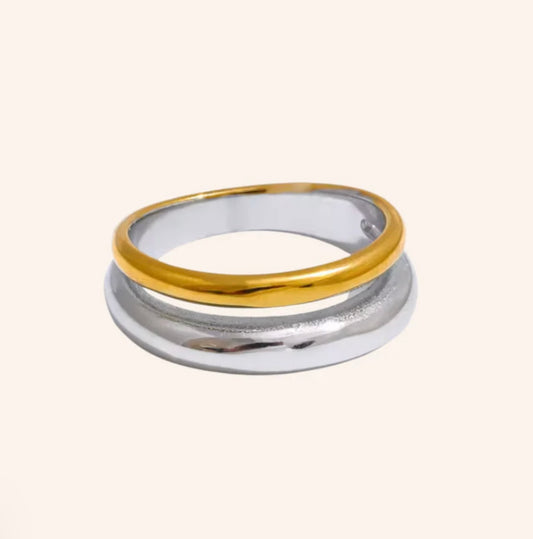 Two Tone Ring - 18K Gold Plated | We Are Emte