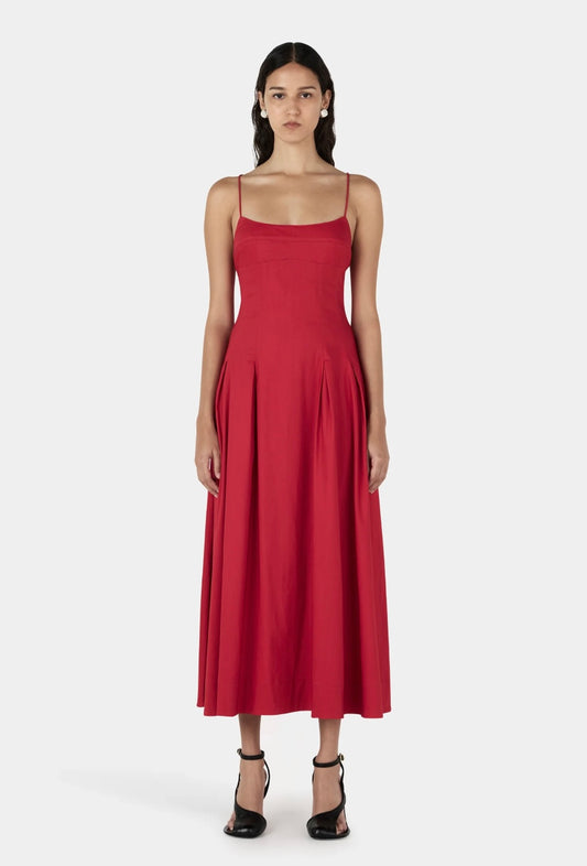 Carlotta Midi Dress - Samba Red | Hansen & Gretel