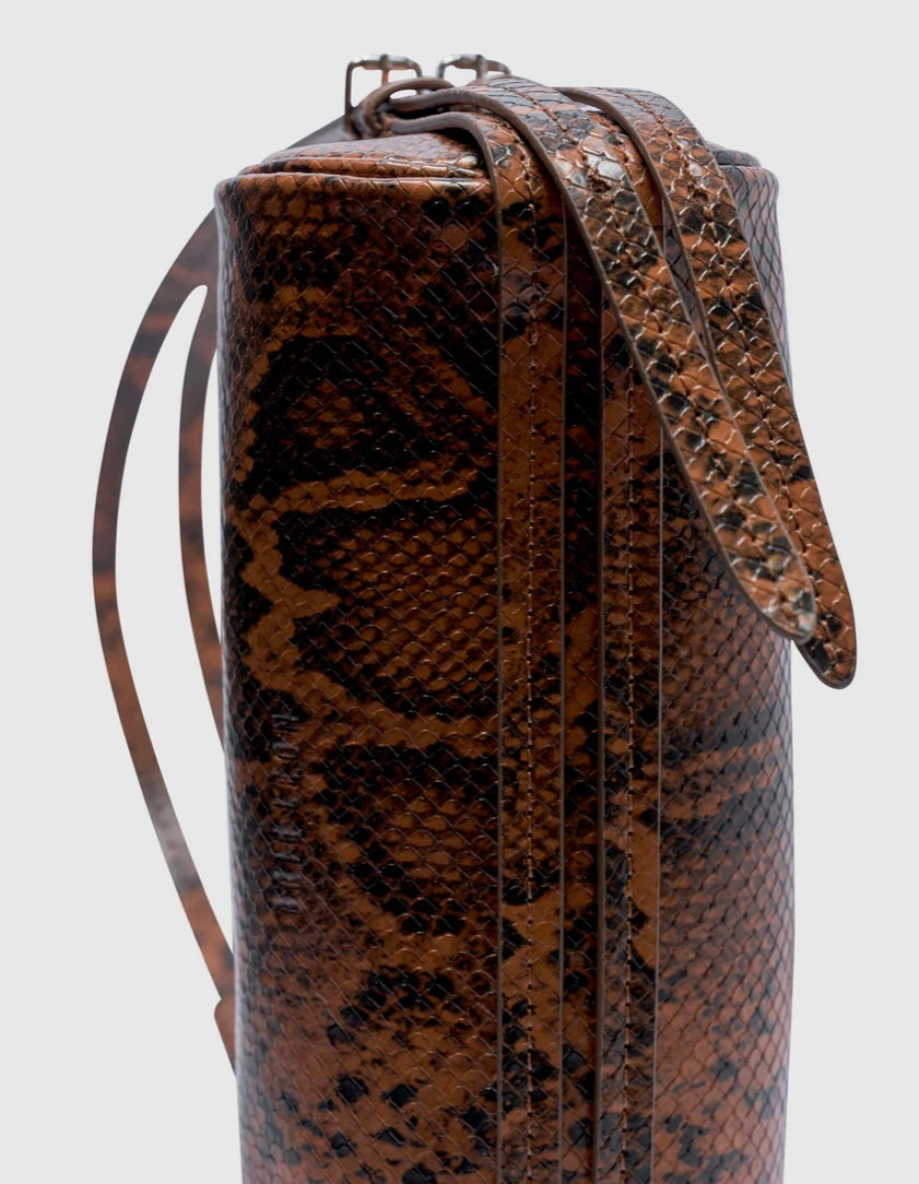 Brooke Mini Barrel Bag - Brunette Python | Brie Leon