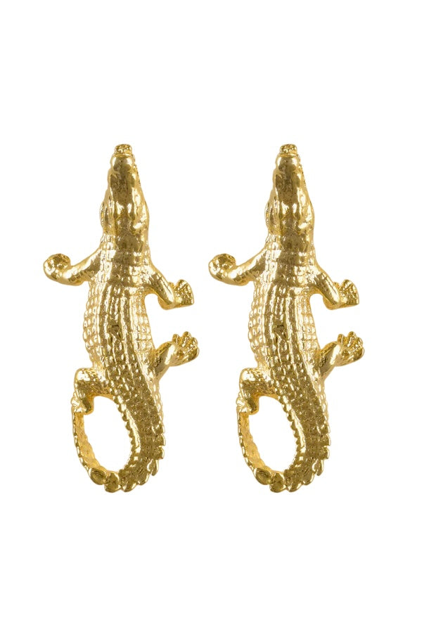 Crocodile Gold Earrings | Susmie’s Collection