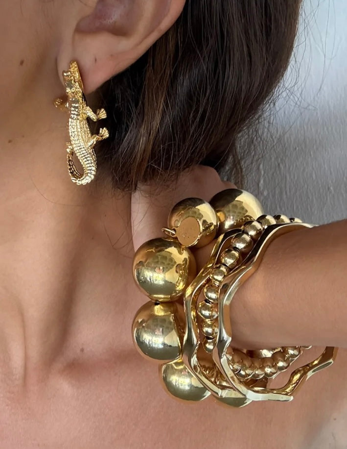 Crocodile Gold Earrings | Susmie’s Collection