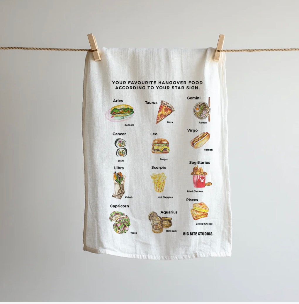 Tea Towel - Your Star Sign As Hangover Food