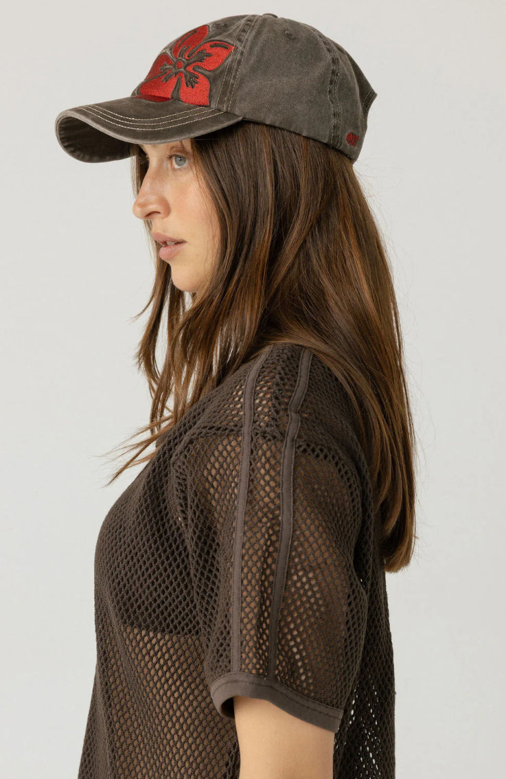 HIBISCUS CAP - WASHED BROWN/RED | Pinky & Kamal