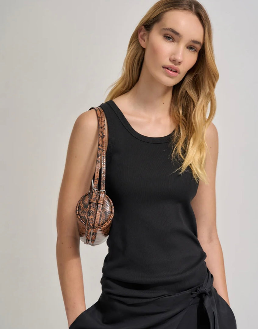 Brooke Mini Barrel Bag - Brunette Python | Brie Leon