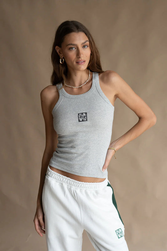 Monogram Tank Grey |  Araminta James