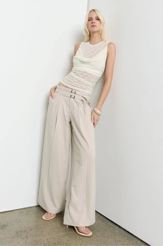 Venus Cowl Mesh Top - Cream | Sovere