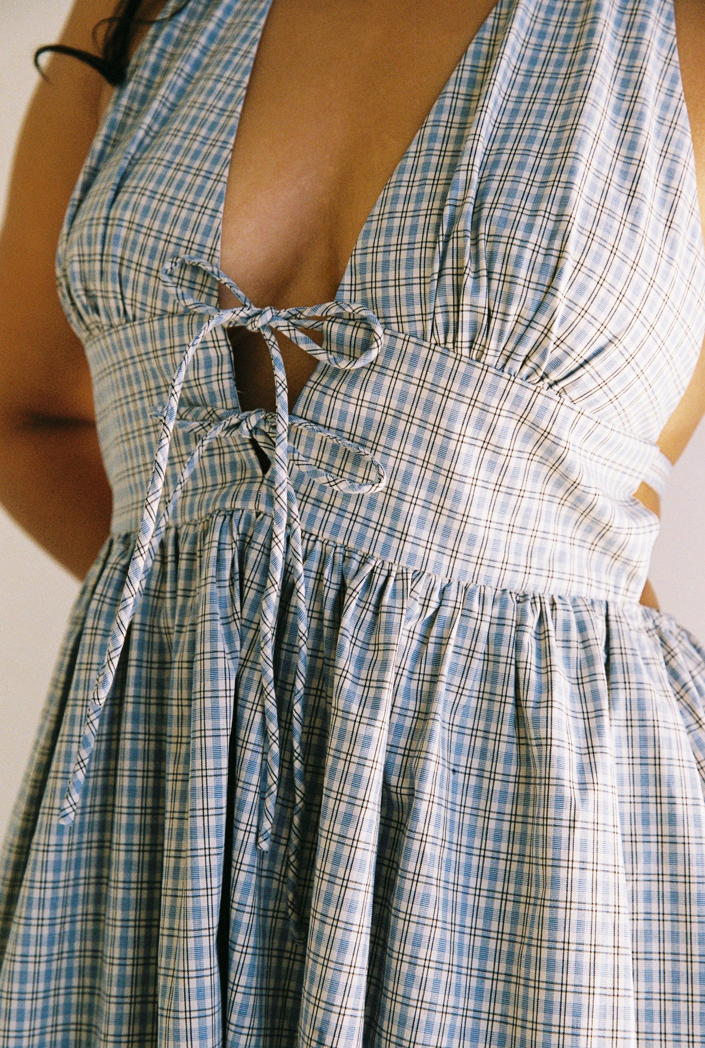 Lily Midi Dress - Blue Check | Juni