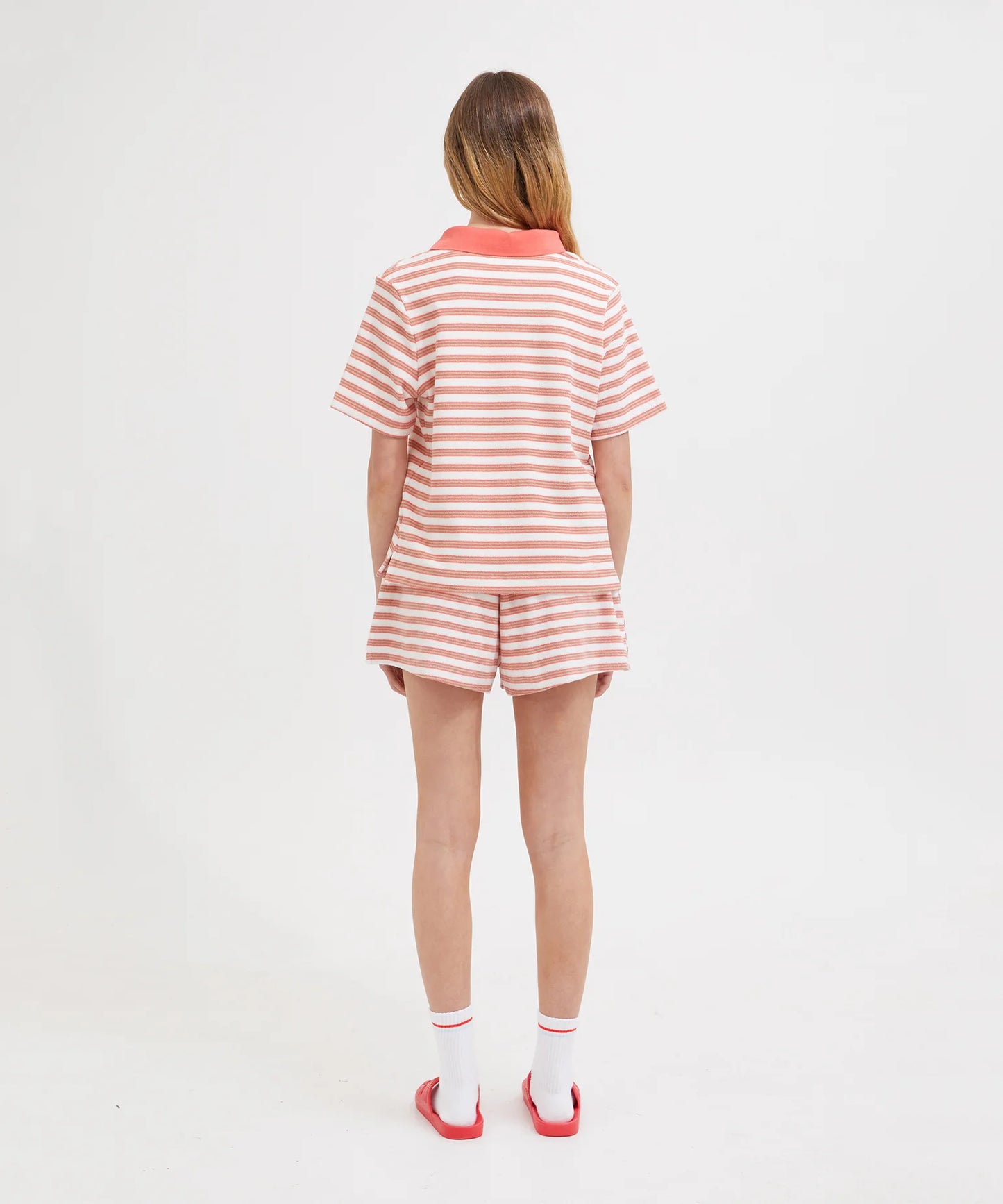 Terry Polo - Coral/ White Stripe | Holiday Shop