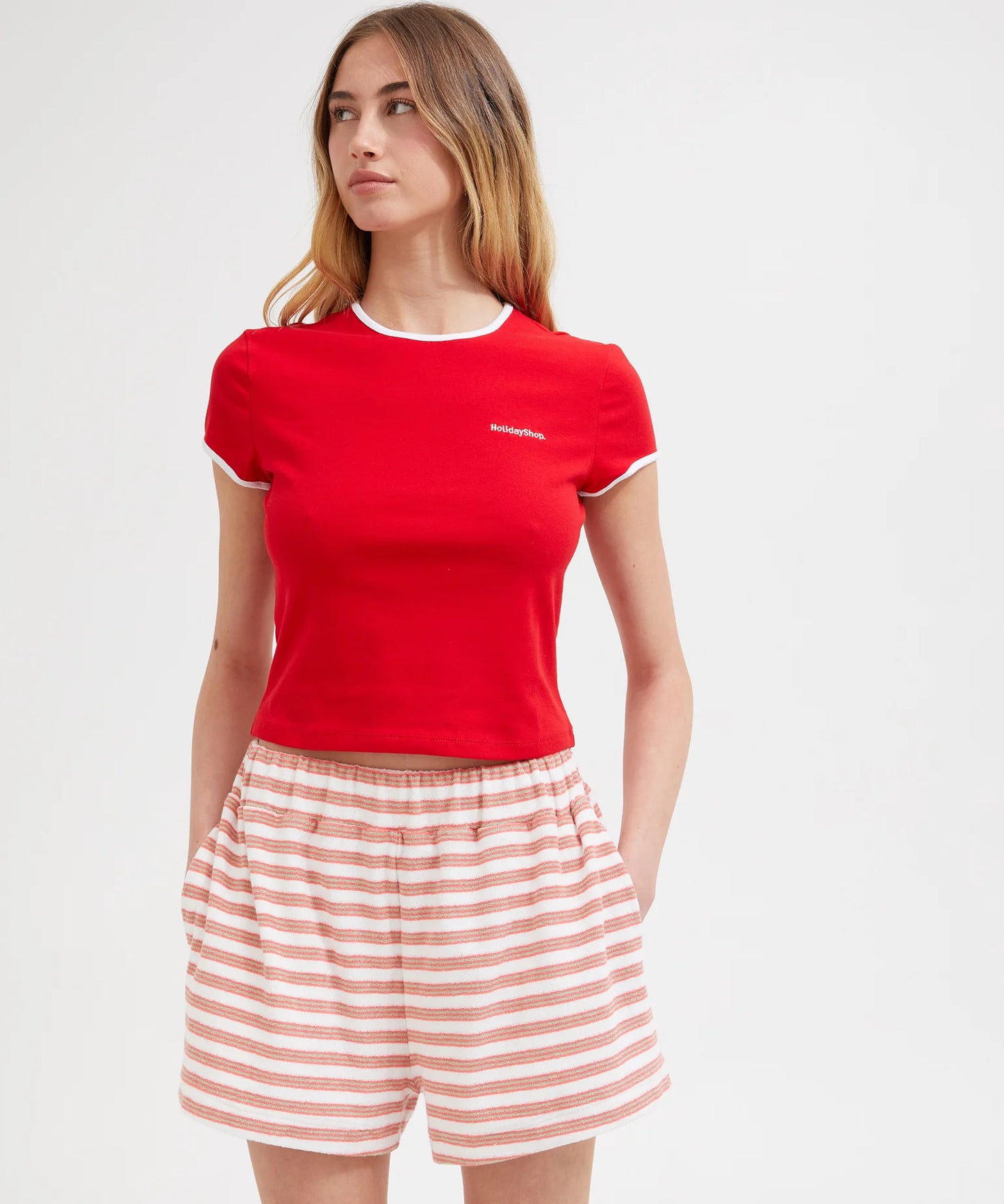 Terry Shorts - Coral / White | Holiday Shop