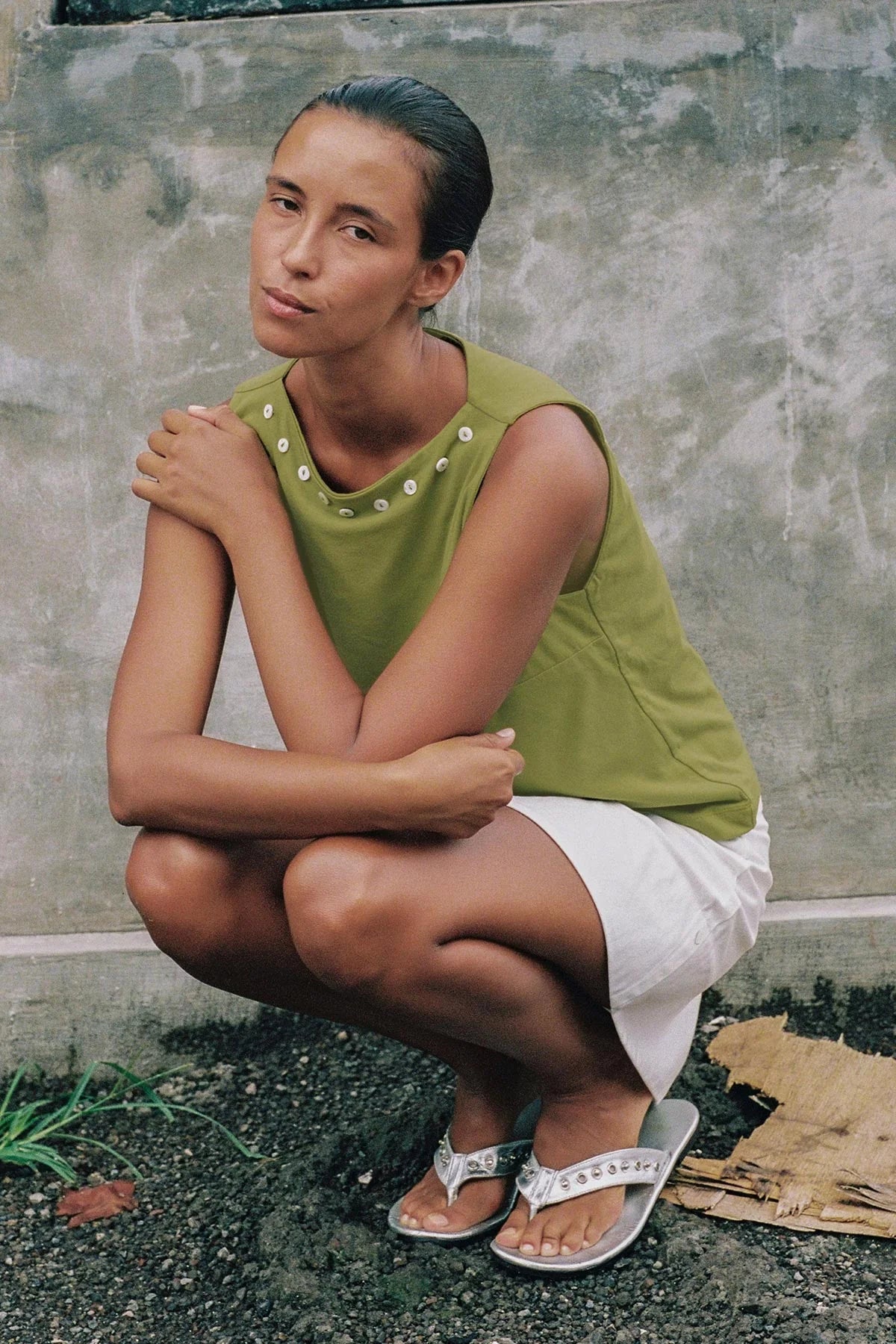 MURIEL BUTTON BOATNECK TANK | ROWIE