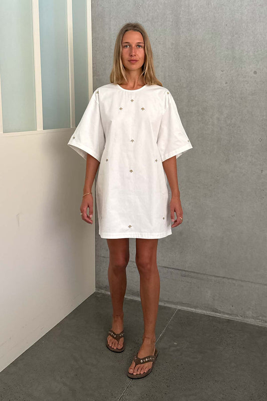 FARRAH EMBROIDERED MINI DRESS | ROWIE