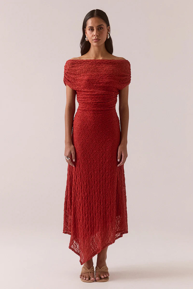 Aalia Lace Dress - Blood Orange | Sovere