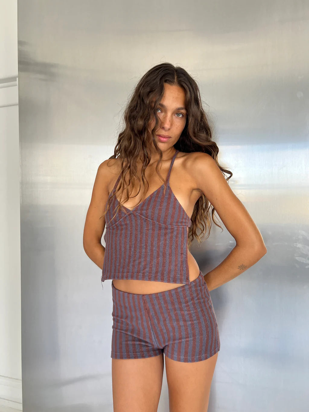 Peggy Backless Top - Steel Stripe | Highrack Studios