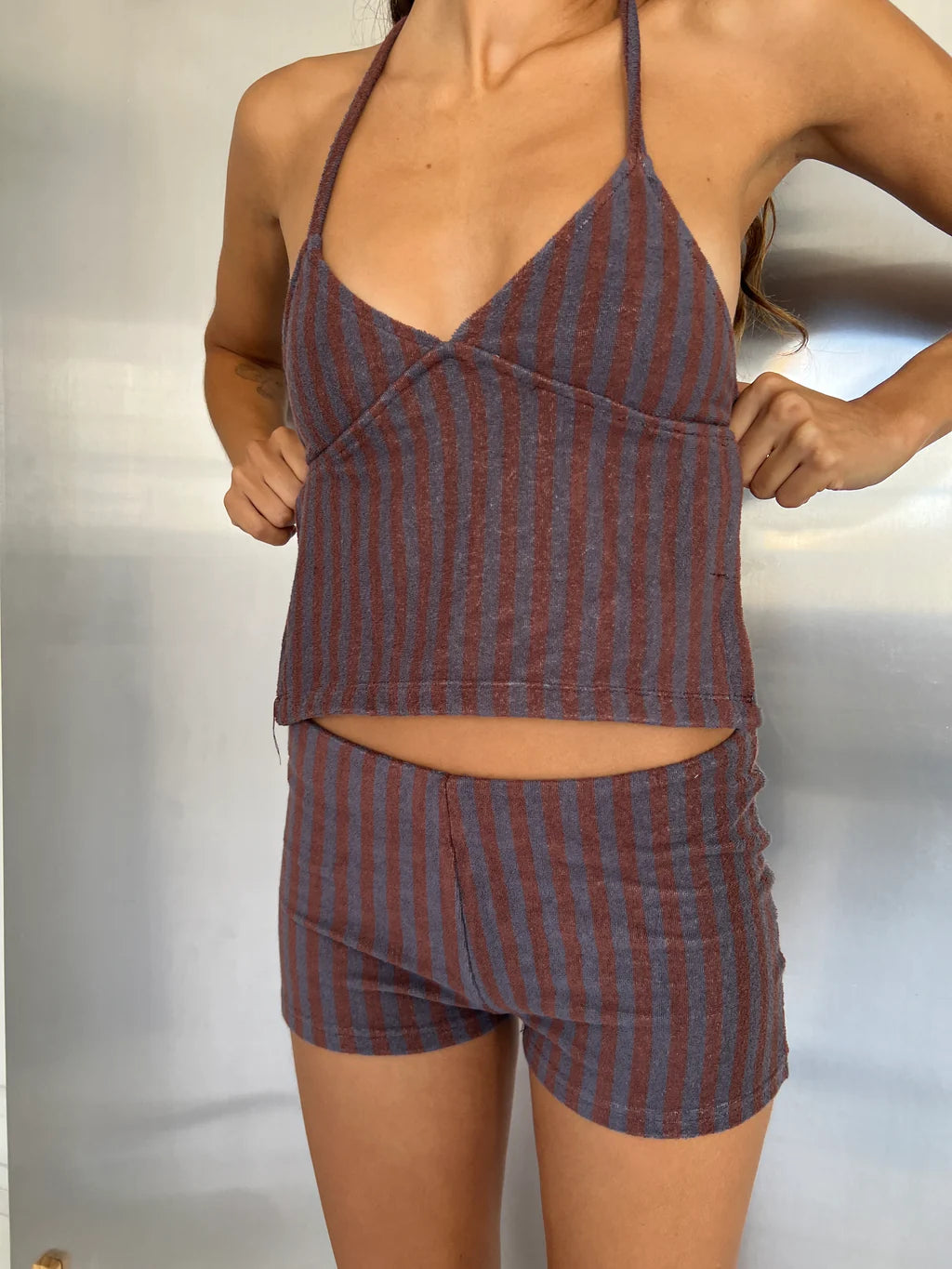 Peggy Backless Top - Steel Stripe | Highrack Studios