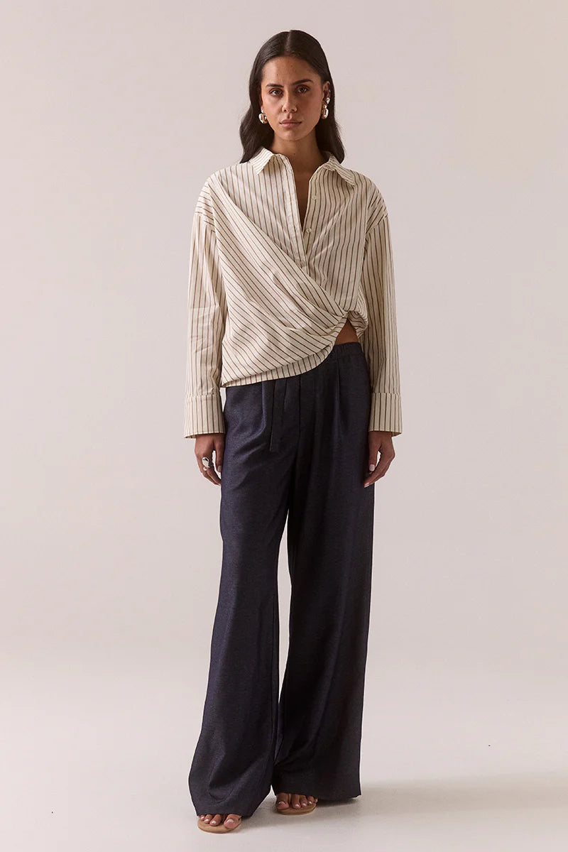 Taven Shirt - Latte Stripe | Sovere