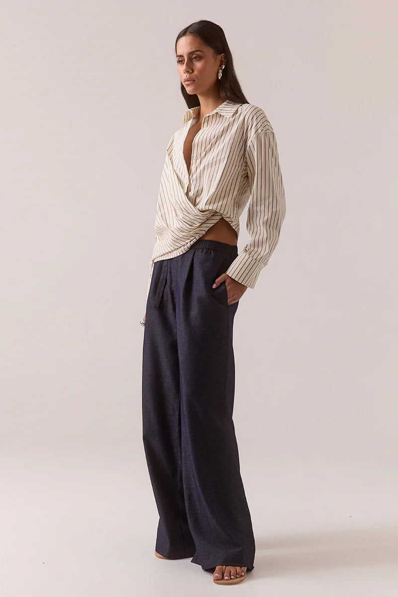 Taven Shirt - Latte Stripe | Sovere