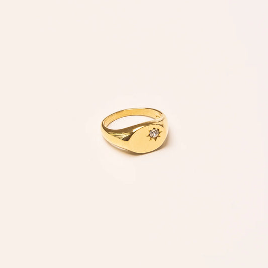 Star Signet Ring in Gold Plated | We Are Emte
