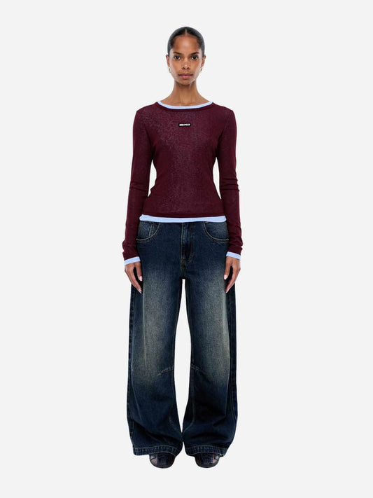 Blair Long Sleeve Top - Deep Cherry | Ena Pelly