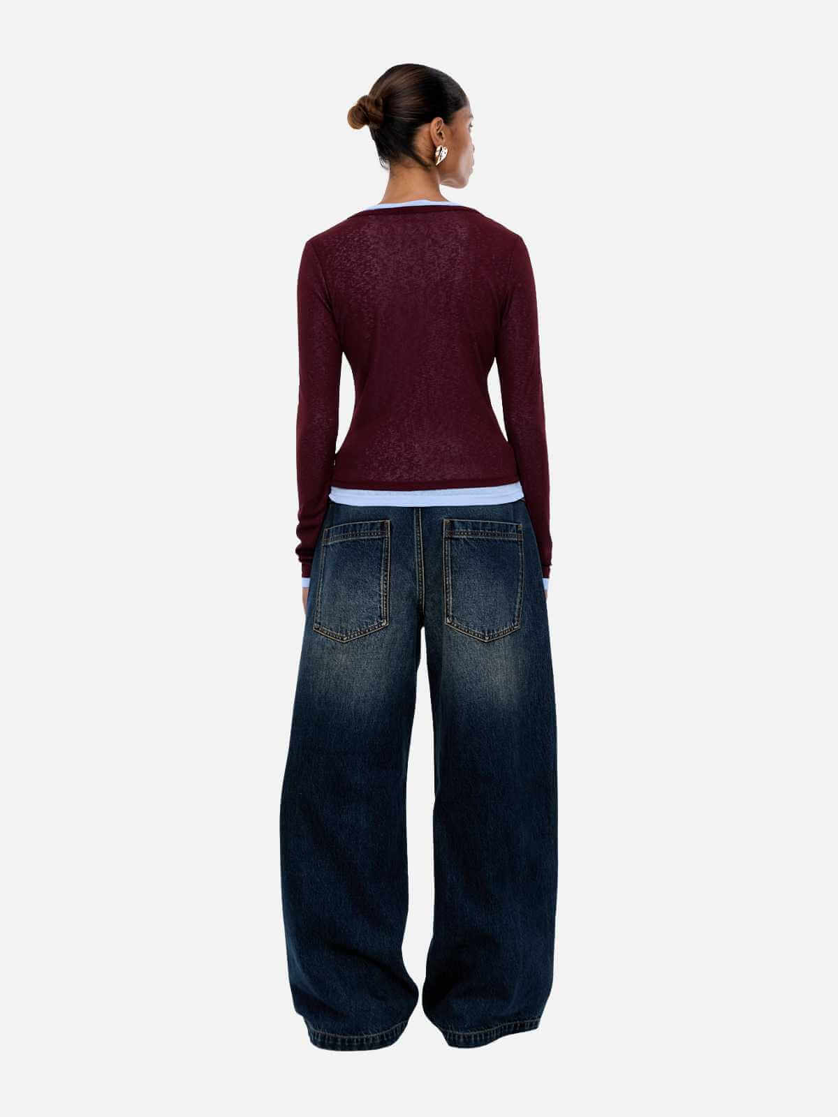 Blair Long Sleeve Top - Deep Cherry | Ena Pelly