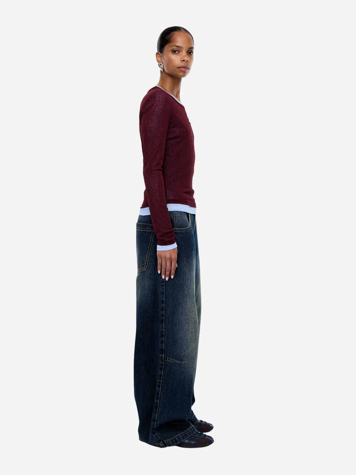Blair Long Sleeve Top - Deep Cherry | Ena Pelly