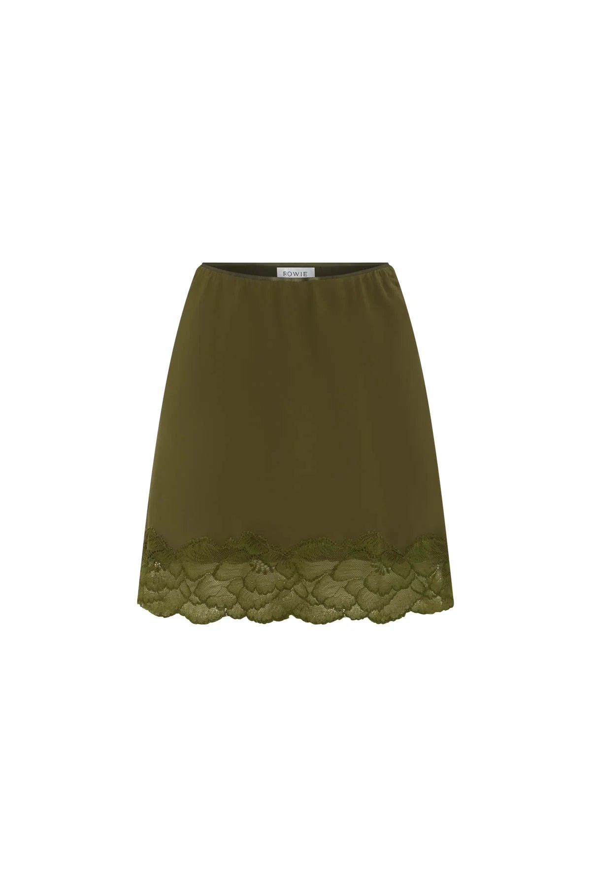 Marina Silk Mini Skirt - Olive | Rowie