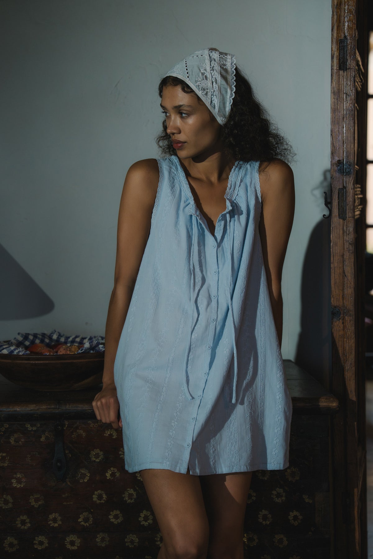 Martina Mini Dress - Stone Blue | Juni