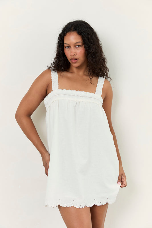 Francesca Mini Dress - Blanc | Juni