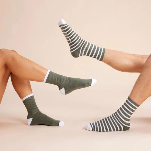 Socks 2 Pack Matcha Stripes | Hommey